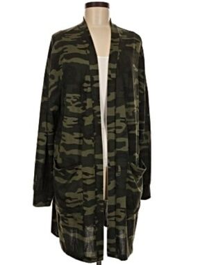 NWT Sanctuary Womens Camo Print Open Front Cardigan Duster SZ M